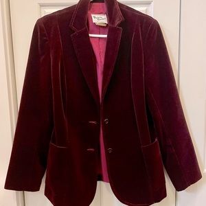Vintage burgundy velvet blazer jacket